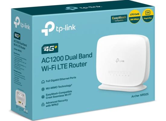 TP-Link Archer MR505 AC1200 4G+ Cat6 WiFi Router With Gigabit Port, Sim Slot, Superfast LTE Speed, Internal Antenna, MU-MIMO, Plug & Play